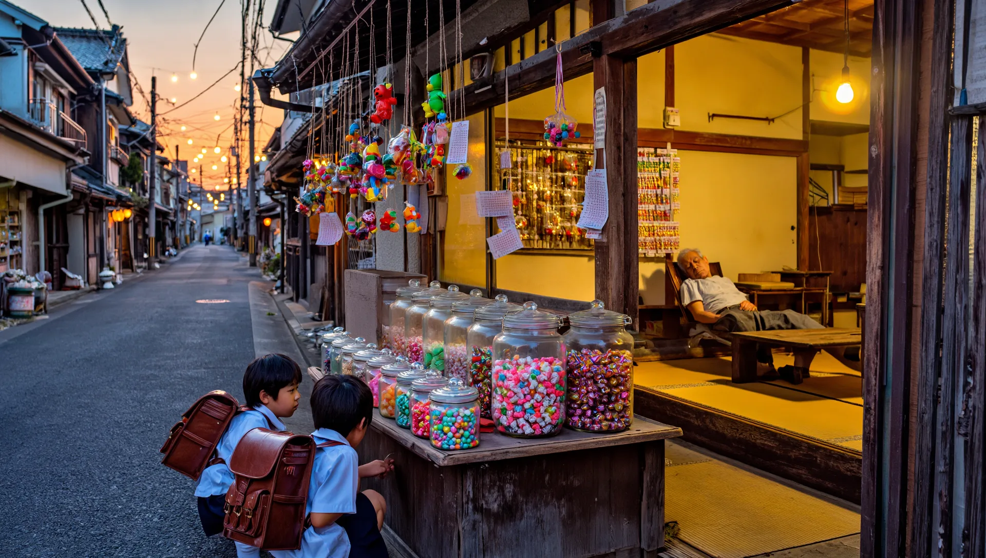 商店街のいちばん奥の、店番がうたた寝をする古い駄菓子屋